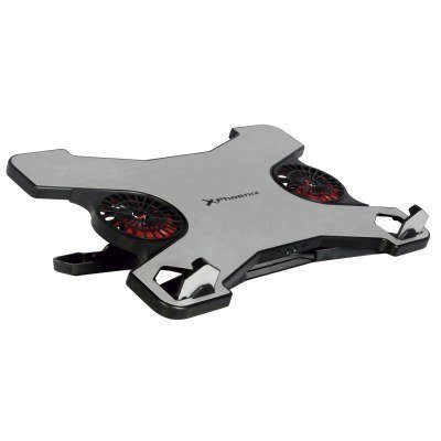 Soporte - base refrigeracion para ordenador portatil phoenix phxcoolerr - 2 ventiladores + hub 4 puertos - led indicador - hasta 17.4¨ negro ventiladores rojos