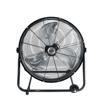 Ventilador industrial de suelo, con ruedas, negro 180 w, aspas ø60 x 70 cm