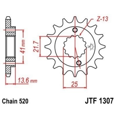 Piñón con goma anti-ruido JT SPROCKETS acero 1307 - Paso 520 JTF1307.15RB