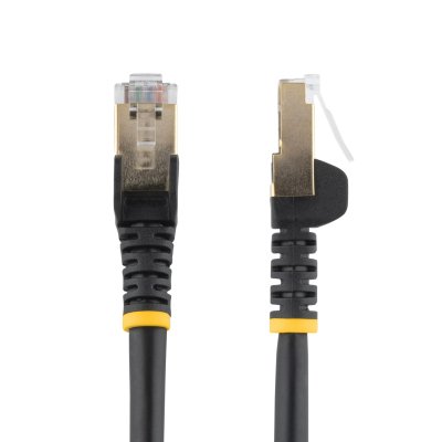 Cable 7m Ethernet CAT6a - Cable de Red de 10 Gigabits Blindado Snagless RJ45 PoE de 100W - Latiguillo STP de 10GbE con Alivio de Tensión - Fluke - UL - TIA - Negro