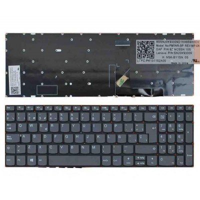 Teclado compatible para portátil LENOVO IdeaPad 320-15abr / 320-15ast / 320-15isk / sn20k82487 / sin marco / Win 8 / Gris