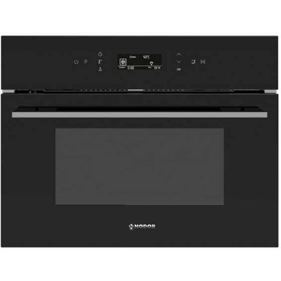 Horno compacto con vapor Nodor NorChef SO 4800 DB, 36 litros, 8 funciones, Nsteam, depósito 1,2 L, display LCD táctil, 3 cristales, clase A+, negro