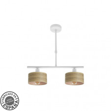 Lampara Gilda 2xe14 Blanco/madera Clara Regx43x14 Cm