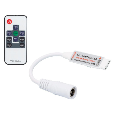 Controlador Tira LED y Mando LED RGB 12/24Vdc 72W Mando RF MINI