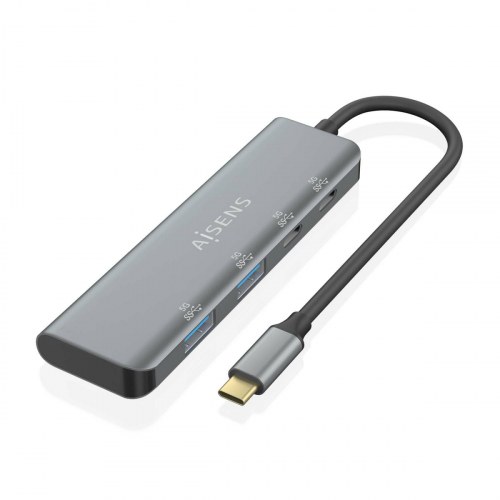 Aisens - Hub Usb 3.2 Gen1 5G Usb-C, Usb-C/M-2Xusb-C/H-2Xusb-A/H, Gris,