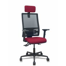 Piqueras y Crespo Silla Bormate asincro malla negra asiento bali granate brazos 2D ruedas 65mm cabecero regulable