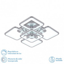 Plafon 129w 3000-4000-6500k Cromo Elara 9x58x58Cm 17415lm C.remoto,regulador Y Memoria