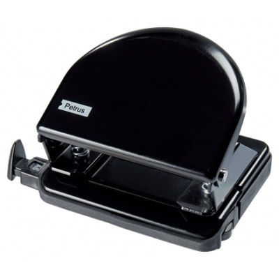 Petrus 52 Taladro Perforador Clasico Metalico - Hasta 20 Hojas - Marcas de Formato - Facil Vaciado - Punzones 5.5mm - Color Negro