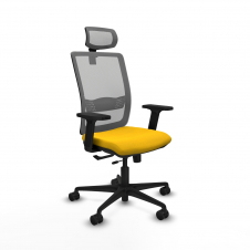 Piqueras y Crespo Haches traslack malla gris bali amarillo brazos 2D base nailon cabecero malla 2D ruedas 65mm nailon