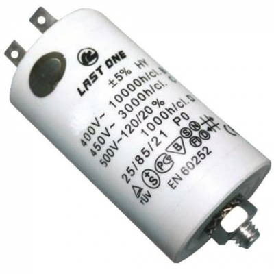 Condensador MOTOR 3uF 450Vac FASTON + M8 Medidas 34x70mm