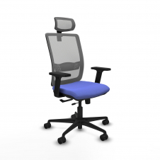 Piqueras y Crespo Haches traslack malla gris bali azul claro brazos 2D base nailon cabecero malla 2D ruedas 65mm nailon