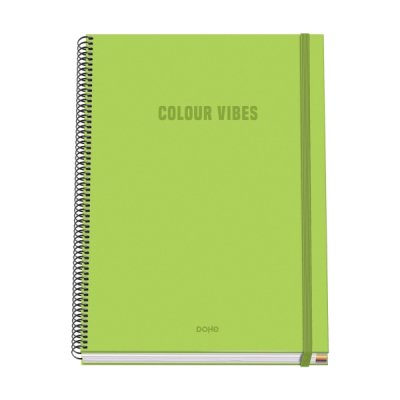 Dohe Colour Vives Cuaderno Espiral A4 100 Hojas Microperforadas Cuadricula 5mm - Tapa Dura Carton Forrado - Cierre de Goma - Bandas de Color - Color Verde Lima