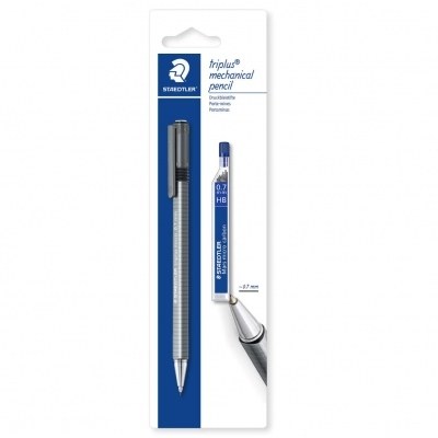 Staedtler Pack de 1 Portaminas Triplus Micro 774 de 0.7mm + 1 Tubo de 12 Minas - Diseño Triangular Ergonomico - Punta de Metal Retractil - Goma de Borrar Extralarga