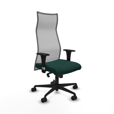 Albacete malla sincro malla gris similpiel verde botella brazos 1D base nailon ruedas 65 mm nailon