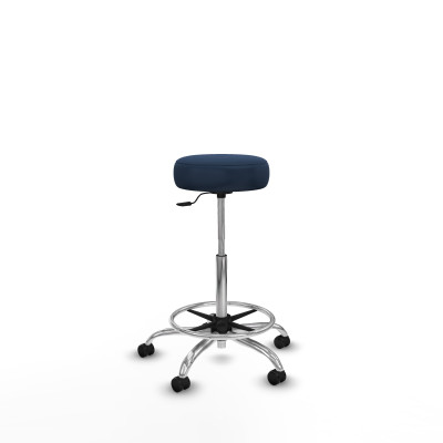 Tolosa giratorio similpiel azul marino base cromada ruedas engomadas 50mm aro cromado