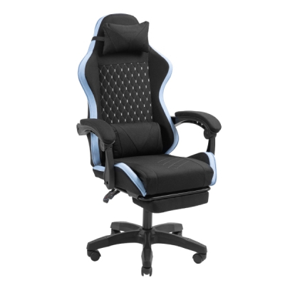 Mars Gaming MGC-X FABRIC Silla Gaming Ergonomica - Reposapies Extensible - Cojines Lumbar y Cervical - 660x540x1250mm - Tejido Transpirable - Color Negro y Azul