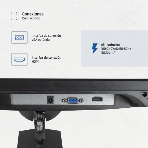 Monitor iggual ML27FA, 27 pulgadas, Full HD, IPS, 120 Hz, altura regulable, altavoces, HDMI, VGA, 99% sRGB, negro - imagen 4