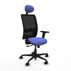 Piqueras y Crespo Zulema sincro malla negra bali azul claro brazos 2D base nailon cabecero fijo ruedas 65mm nailon