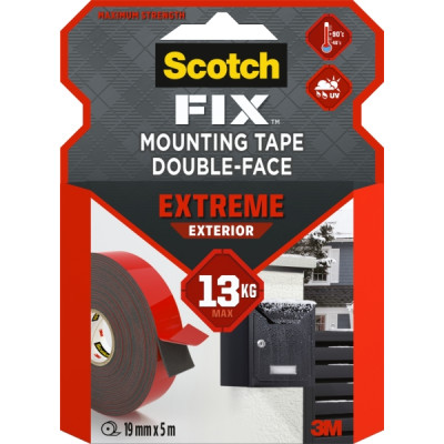 Scotch-Fix Cinta de Montaje para Exterior Extremo de Doble Cara - 19mm x 5m - Color Blanco