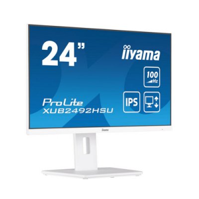 MONITOR IIYAMA 24 PROLITE XUB2492HSU-W6, IPS, 100HZ, 0,4MS, USB, HDMI, DISPLAYPORT, ALT 2x2W, ALTU, GIRO, INCLI, PIVOT, BLANCO
