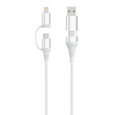 Ewent EC1075 cable USB USB 2.0 1 m USB A/USB C USB C/Lightning 0,48 Gbit/s 60 W Blanco