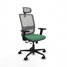 Piqueras y Crespo Haches traslack malla gris bali verde esmeralda brazos 2D base nailon cabecero malla 2D ruedas 65mm nailon