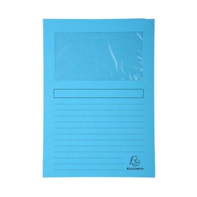 EXACOMPTA Paq.25 subcarpetas con ventana 120g 22x31cm azul claro