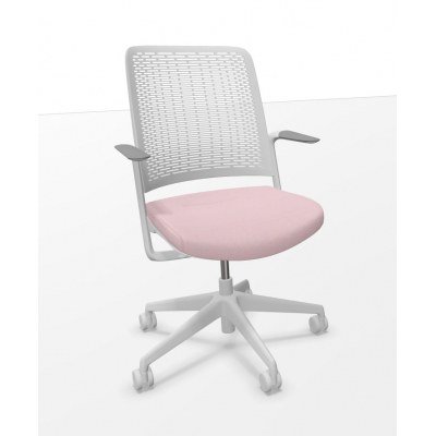 Silla WithMe gris asiento era rosa ruedas y piston grises