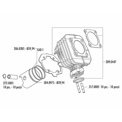 POLINI Cylinder Kit - Ø40mm Peugeot 142.0159