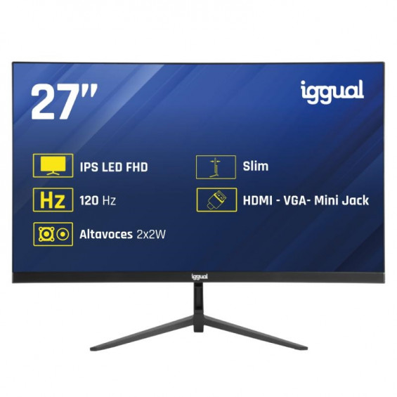 Monitor iggual ML27SMM, 27 pulgadas, Full HD, IPS, 120 Hz, 1 ms, altavoces, HDMI, VGA, 99% sRGB