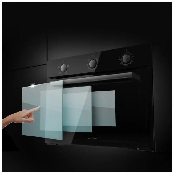 Horno compacto convencional Cecotec Bolero Hexa C134500 Glass Black A, 56 litros, 4 funciones, Steam Assist, Steam EasyClean, clase A, negro - imagen 4