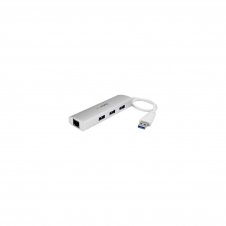 StarTech.com Hub Concentrador de 3 Puertos USB 3.0 con Adaptador de Red Ethernet Gigabit Plata Blanco