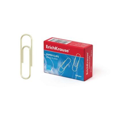 Erichkrause Caja de 100 Clips 33mm - Chapados en Laton - Alta Resistencia y Durabilidad - Resistente a la Corrosion - Color Dorado