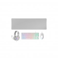Mars Gaming MCP-RGB3, Pack Gaming Teclado Fixed RGB + Ratón Gaming RGB Flow 3200 DPI + Auriculares Over-Ear RGB + Alfombrilla XXL, Blanco, Idioma Esp