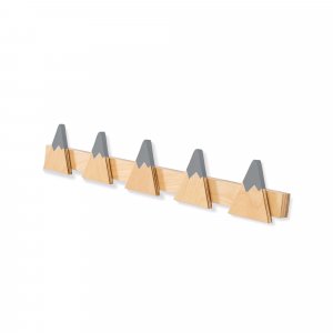 Percha infantil de montañas con 5 pomos madera/antracita · Monty H140-M9758