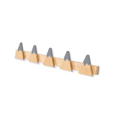 Percha infantil de montañas con 5 pomos madera/antracita · Monty H140-M9758