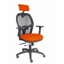 Piqueras y Crespo Silla Jorquera traslack malla negra asiento bali naranja oscuro brazos 3D cabecero regulable