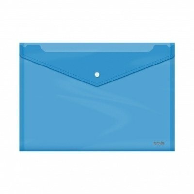 Dohe Sobre con Cierre de Broche - Tamaño Folio Plus Apaisado - Polipropileno Cristal Transparente 150 Micras - Color Azul