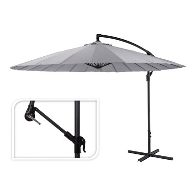 Parasol excéntrico ø300 cm altura maxima 3 m color: gris