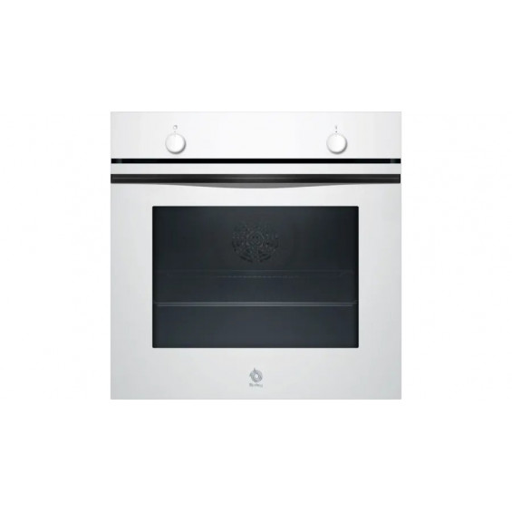 Horno multifunción Balay 3HB5000B3, 71 litros, 5 funciones, clase A, precalentamiento rápido, control con mandos, 60 x 60 cm, cristal blanco