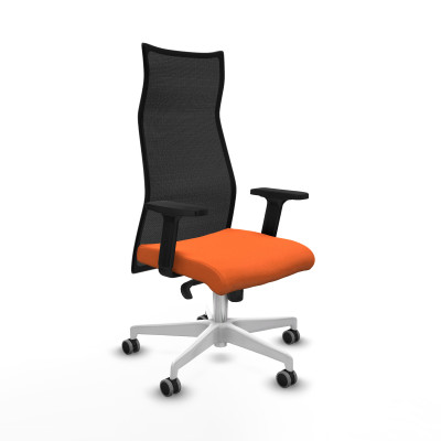 Albacete malla sincro malla negra bali naranja brazos 2D base blanca ruedas 65mm engomadas