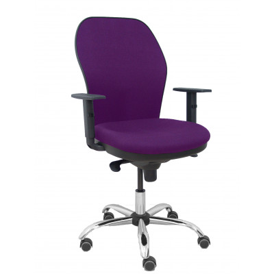 Silla Jorquera respaldo bali morado asiento bali morado base cromada y ruedas parqué
