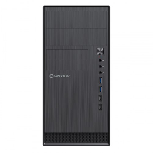 UNYKAch - Caja Ordenador AERO C12 Micro ATX Negra, Con dos puertos USB 3.0 y dos puertos USB Type