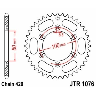 Corona JT SPROCKETS acero estándar 1076 - Paso 420 JTR1076.48