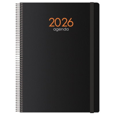 Dohe Syncro Agenda Anual - Dia Pagina - Cubierta de Plastico - Sabado y Domingo misma Pagina - Cierre con Goma Elastica - Tamaño 21x29cm - Color Negro