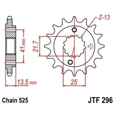 Piñón con goma anti-ruido JT SPROCKETS acero 296 - 525 JTF296.16RB