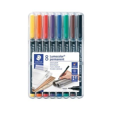 STAEDTLER Paq.8 rotuladores permanentes Lumocolor trazo 0,6mm surtidos