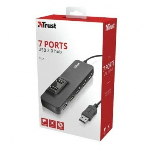 Hub USB 2.0 con Alimentación Externa Trust Oila 20576/ 7 Puertos USB