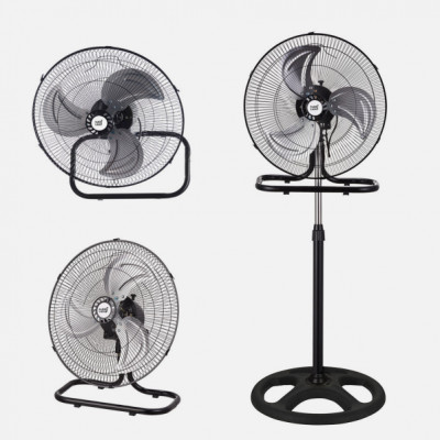 Ventilador 3 En 1 Recio Negro 50 D 3 Vel. 70w 3 Aspas Aluminio En Plata Oscilante