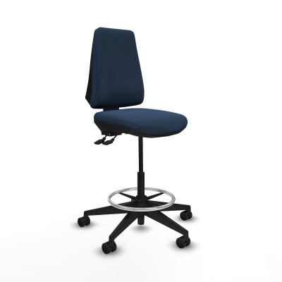 Taburete Elche AS similpiel azul marino base piramidal ruedas 65mm nailon